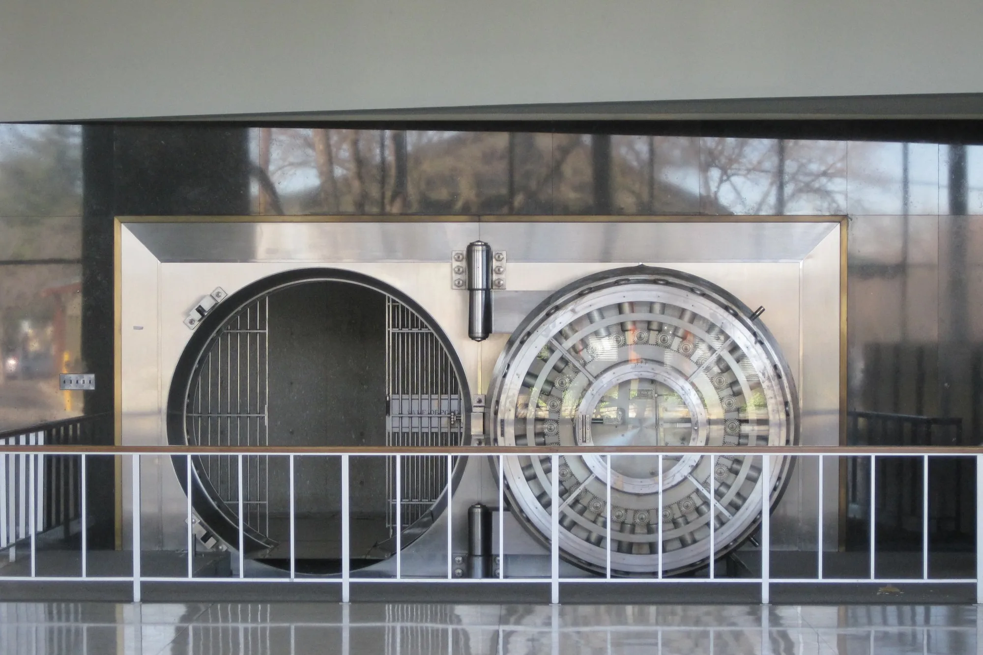 The detail of a steel vault door