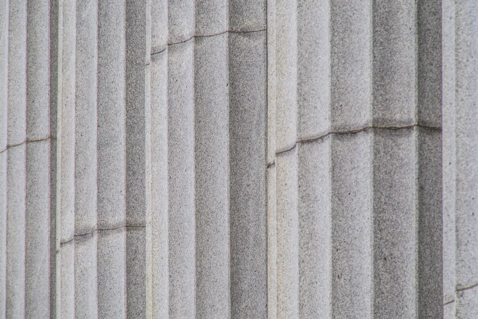 The columned facade of a government building